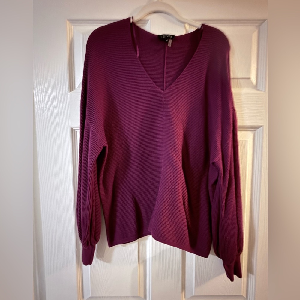 1.STATE Women's V-Neck Sweater - Rich Purple